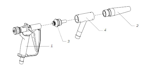 Сборочный чертеж запчастей эжекторного абразивоструйного пистолета POWER GUN Contracor
